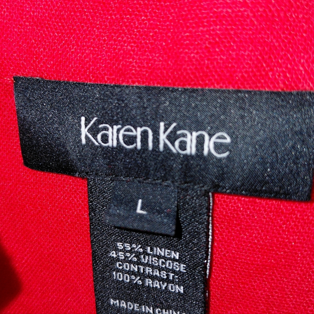 Karen Kane St. Tropez Linen Tunic with White Trim Accents Size Large - Picture 3 of 5